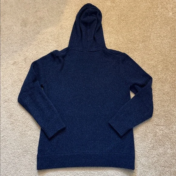 Faherty Wool & Cashmere Popover Hoodie Navy Hooded Sweater Size Medium - Picture 5 of 5